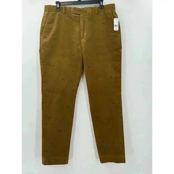 Brooks Brothers Men's Milano Fit Corduroy Pants Brown 36x32 Embroidered Horses - Picture 1 of 7